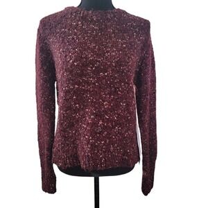 Lumiere‎ Chunky Knit Sz Small Wool Blend Pullover Sweater Slit Back NWT Cottage